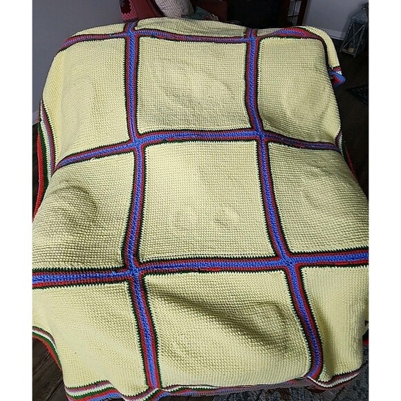 Handmade Crochet Multicolored Fruit Medley Blanket Spring and Summer Throw 72X54 - Picture 7 of 8